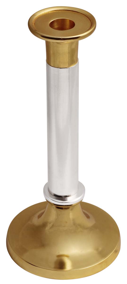 12.5” Pedestal Candle-Holder in Golden & Silver Tone – Hand-Crafted in Aluminum – Antique-Look Home Décor / Thoughtful Gifts